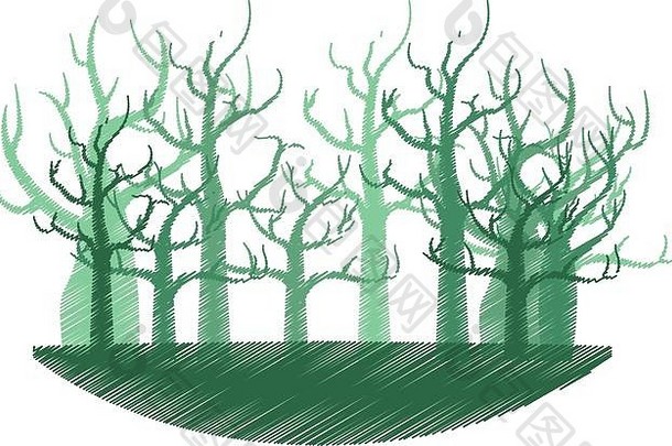 树森林分支手画孤立的图标