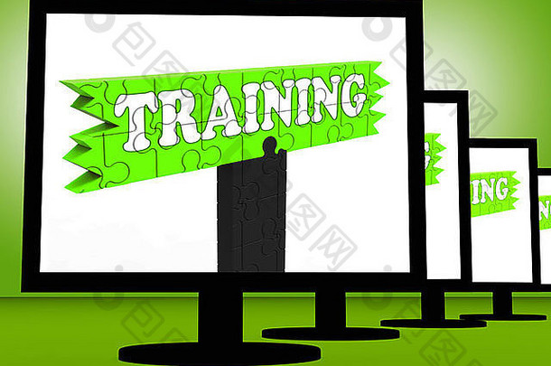 在显示器上进行培训，以显示指导秀或网络研讨会