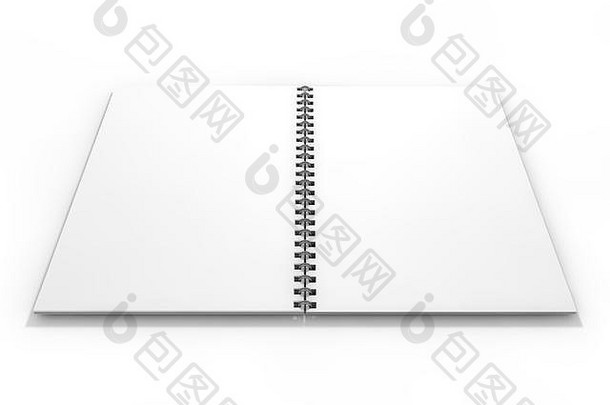 白色背景上的空白笔记本。三维渲染