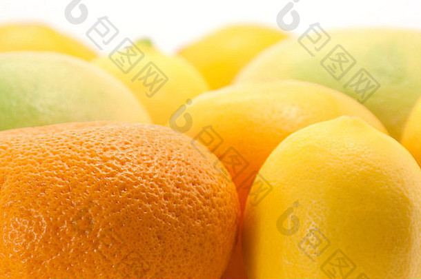 橙色、橘子、葡萄柚和柠檬特写