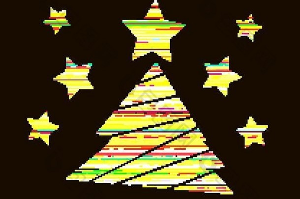 带有三角形的扁平圣诞树图标。