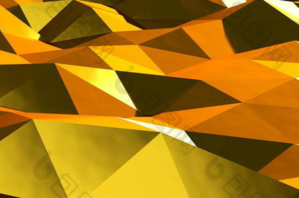 抽象黄金三角水晶背景动画