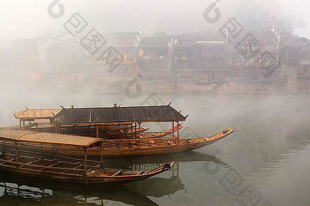 中国河景观船传统的体系结构凤凰县湖南省中国