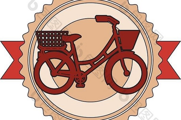 带篮徽的古董自行车