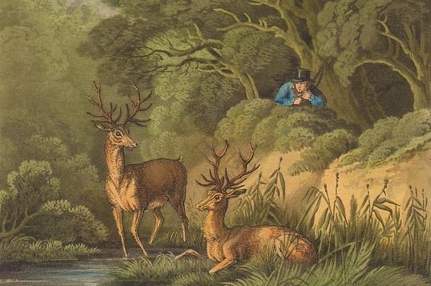 德国：夏季猎鹿。礼帽（田赛-爱德华·奥姆）1814