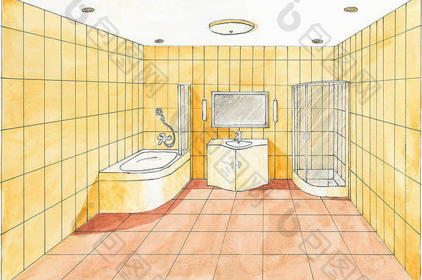 浴室手草图