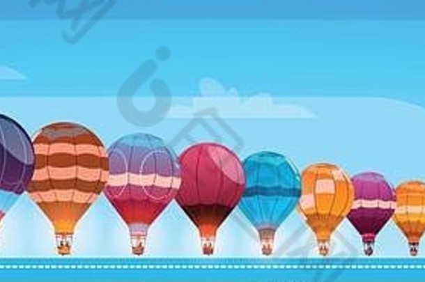 色彩斑斓的空气气球飞行一天天空横幅
