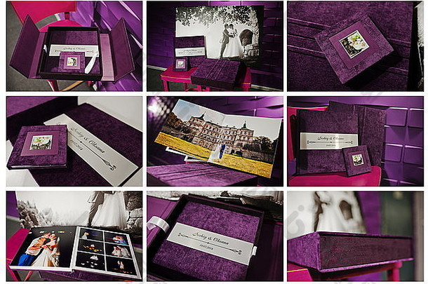 紫罗兰色天鹅绒相册和大图相册