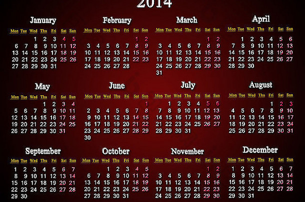 2014年美丽的红葡萄酒和不同寻常的日历
