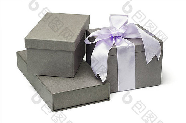 集合灰色礼物盒子白色背景