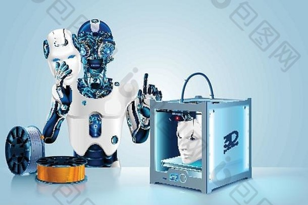 类人猿机器人印刷面具打印机Cyborg人工情报隐藏金属头大脑面具印刷技术抢劫
