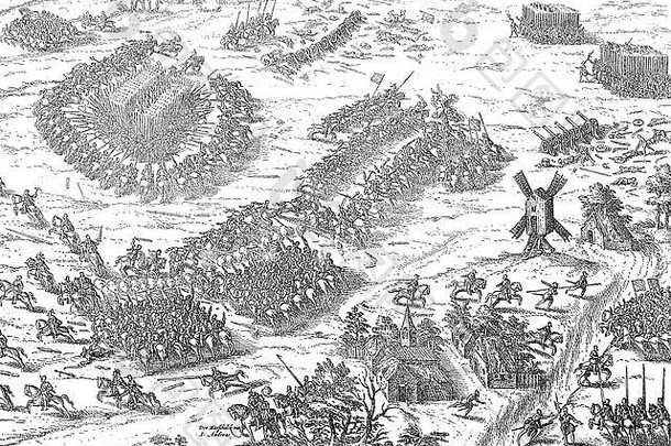 1562年12月19日，天主教徒与胡格诺派/施拉赫特-贝德鲁（Hugunots/Die Schlacht-bei-Dreux）在fand am 19的德施韦兹-奥赫-施拉赫特-贝布雷维尔（der Sc