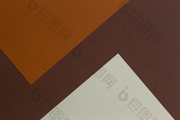 彩色纸几何组成横幅背景，米色、浅棕色和深棕调
