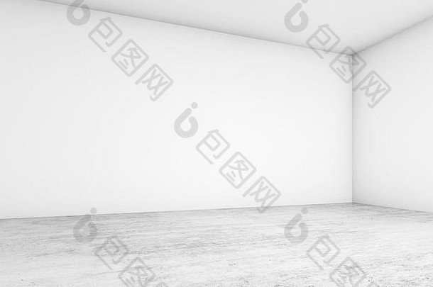 摘要空室内背景空白白色墙角落里混凝土地板上当代体系结构设计插图