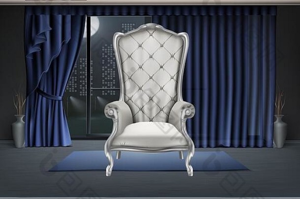 模拟插图大椅子黑暗房间