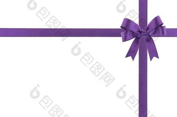 紫色的丝带弓白色背景