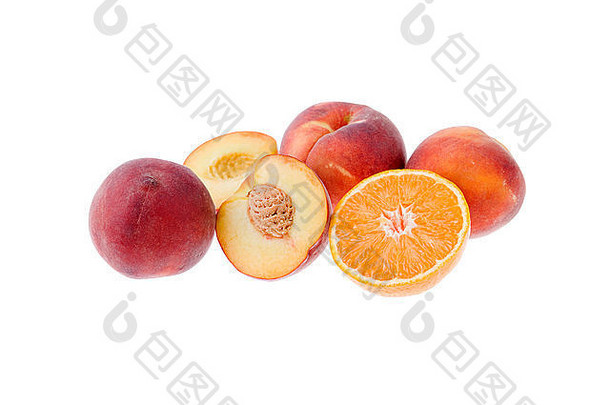 桃子橙色孤立的白色背景