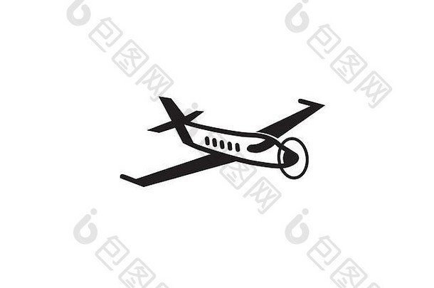 私人飞机用风扇作标志设计插图，商人交通标志