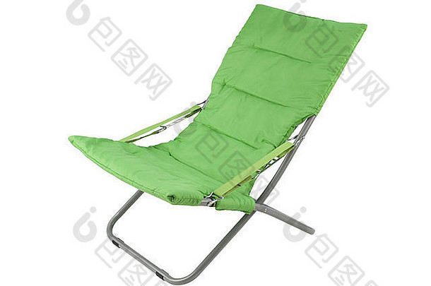 绿色帆布帆布躺椅孤立的白色背景