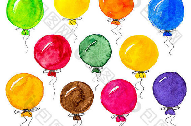 色彩斑斓的水彩气球