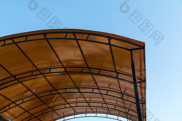 塑料车棚棕色（的）<strong>透明</strong>的屋顶使聚碳酸酯金属结构