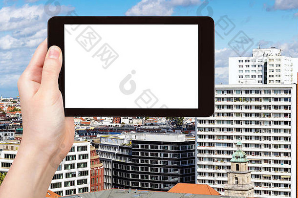 旅行概念旅游照片柏林城市德国9月平板电脑减少屏幕广告标志