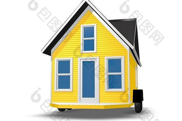 呈现插图小房子预告片房子孤立的白色背景
