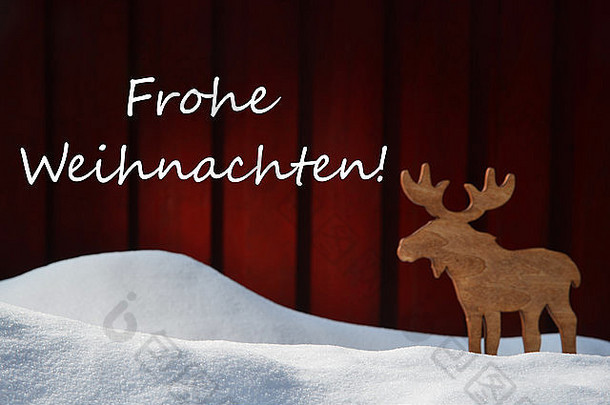 带有弗罗赫·威纳切登的卡片意味着圣诞节和驼鹿