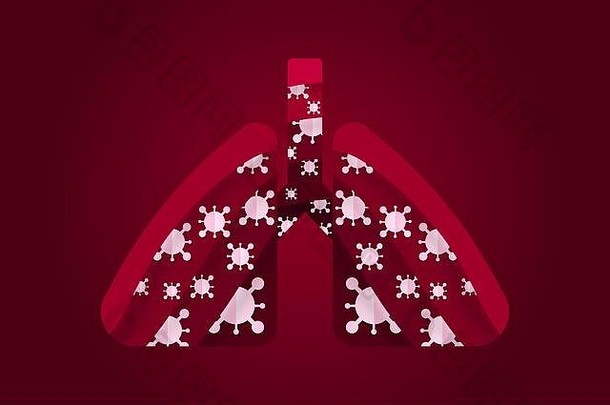 肺受感染的冠状病毒概念科维德严重的呼吸系统病毒感染