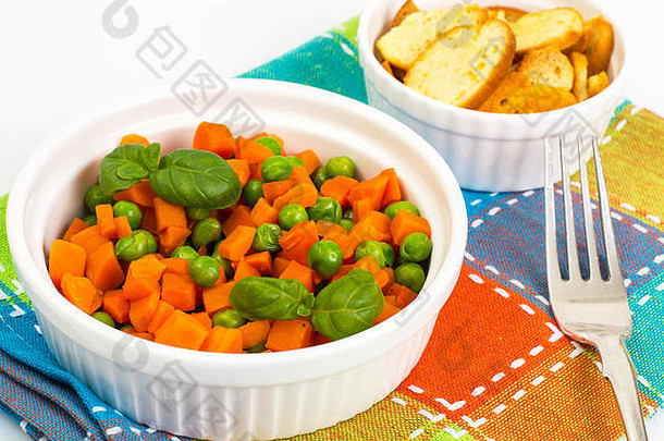 胡萝卜绿色豌豆夫妇饮食