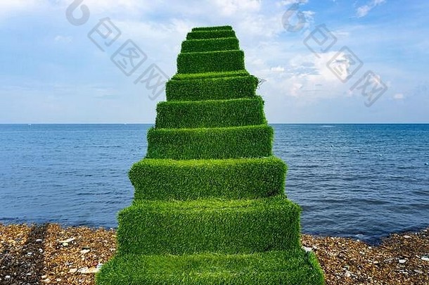 绿色楼梯天空风景photozone海滩在环境灾难府他越南