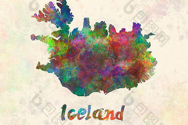冰岛水彩