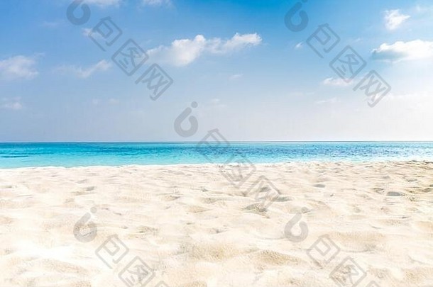夏天海滩背景沙子海天空空热带海滩背景地平线天空白色沙子