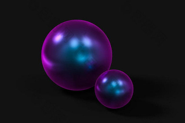 球体色彩斑斓的表面黑暗背景呈现电脑数字画