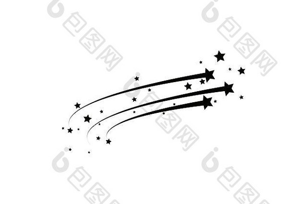 摘要下降明星黑色的拍摄明星优雅的明星小道白色背景流星体彗星小行星星星