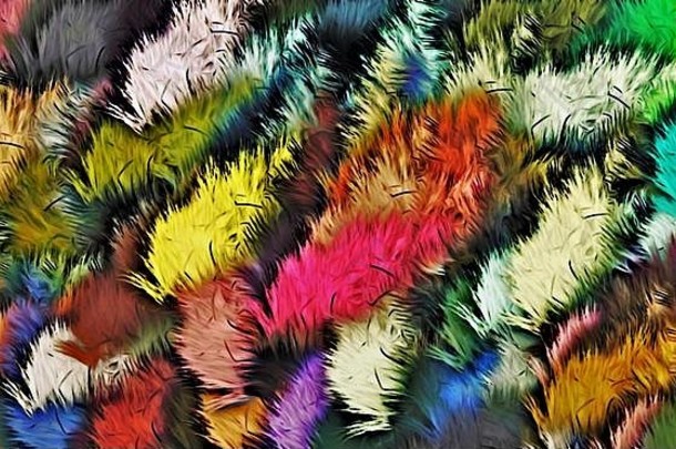 彩色模糊混乱笔划和油漆污点的抽象迷幻背景的计算机图形学