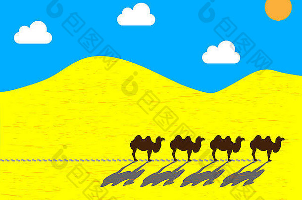 穿越沙漠的扁平骆驼