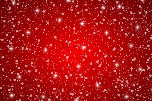 带有雪花和星星的圣诞红色闪亮背景