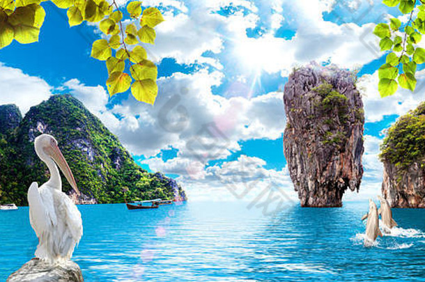 风景泰国海和岛屿。冒险与旅游理念