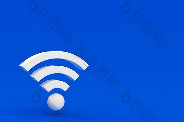 3d插图，蓝色背景上的三维wifi图标