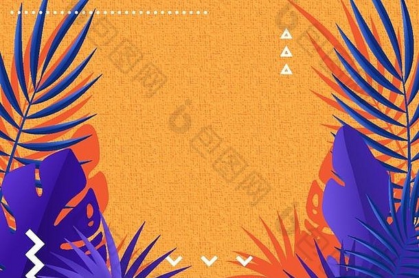 热带叶子棕榈复古的背景设计