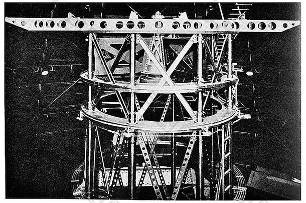 1925年威尔逊山天文台望远镜20英尺干涉仪连接到100英寸