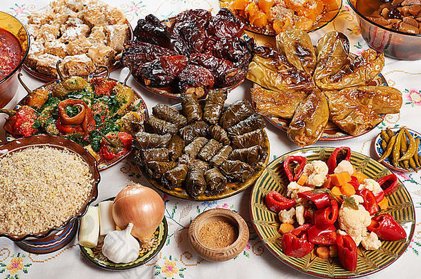 假日餐桌上的传统保加利亚<strong>圣诞</strong>素食