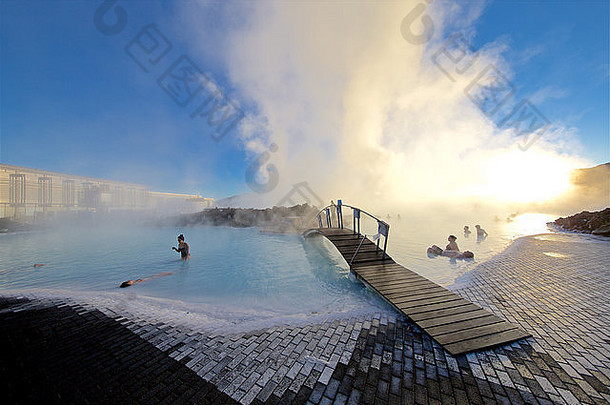 冰岛冬季蓝色泻湖温泉