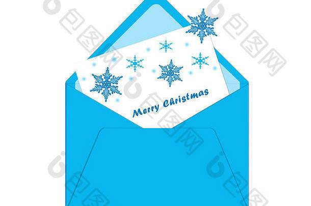 快乐圣诞节卡信封饰品蓝色的颜色