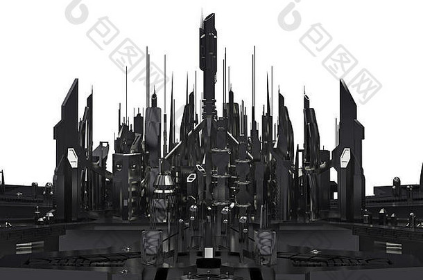 黑暗未来城市3d渲染