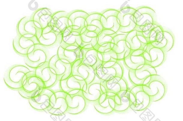 明亮的绿色手画水彩不规则的链环背景模式