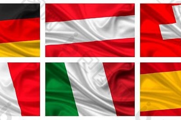 集从旗帜旗从德国奥地利瑞士法国意大利西班牙