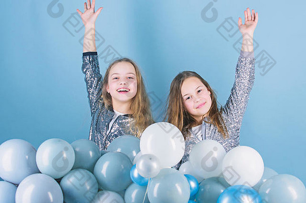姐妹组织首页聚会，派对有趣的概念气球主题聚会，派对女孩兄弟姐妹空气气球生日聚会，派对幸福快乐的时刻无忧无虑的童年开始聚会，派对