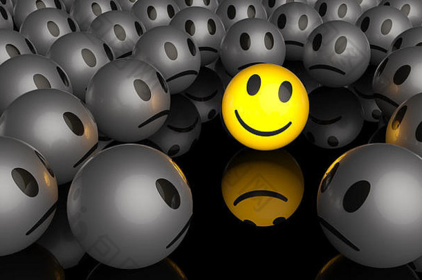 黄色的笑脸微笑人群不开心表情符号呈现